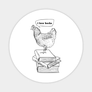 The Book Loving Chicken Magnet